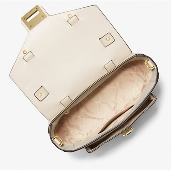 NWT Pink Michael Kors structured chic goldtone $500 retail Satchel - Picture 6 of 7